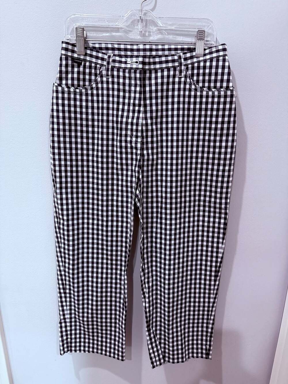 Lauren Ralph Lauren Petite Black and White Gingham Cropped Pants - size 2p
